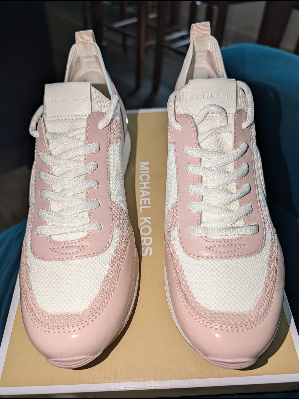 Michael Kors Pink and White Lace-Up Sneakers